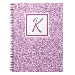 Custom Monogram Pink Sparkle Notebook