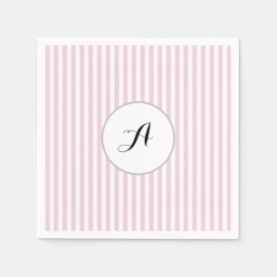 Custom Monogram Pink Stripe Parisan Napkins