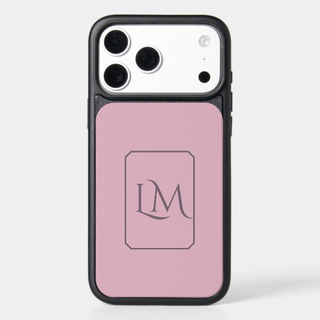 Custom Monogram Pink Taupe Otterbox iPhone Case (Back)