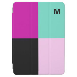 Custom Monogram Pink Turquoise Modern Color Block iPad Air Cover