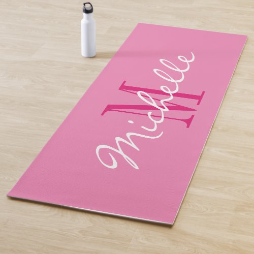 Custom monogram pink yoga mat for workout