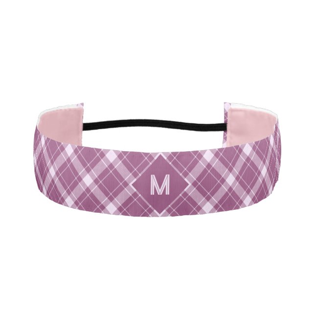 Custom Monogram Plaid / Tartan Pattern Athletic Headband (Front)