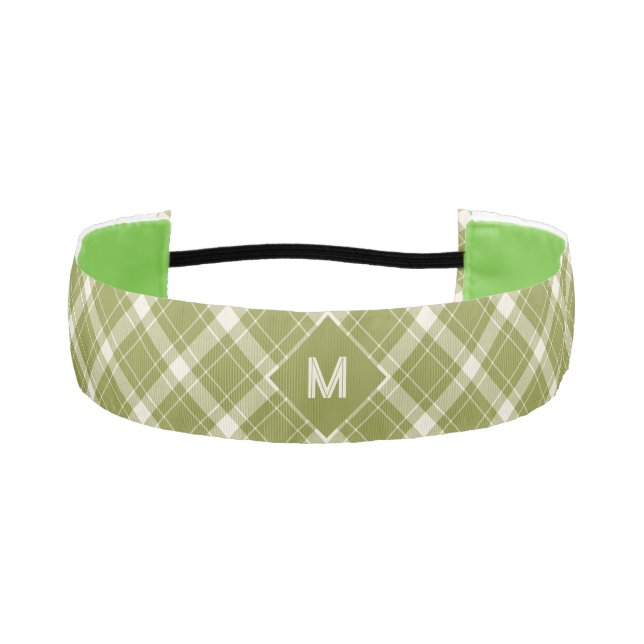 Custom Monogram Plaid / Tartan Pattern Athletic Headband (Front)