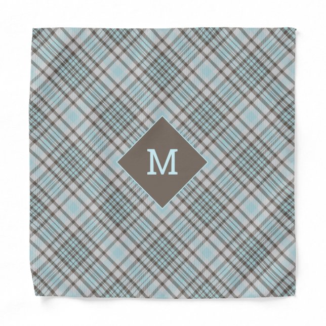Custom Monogram Plaid / Tartan Pattern Bandana (Front)