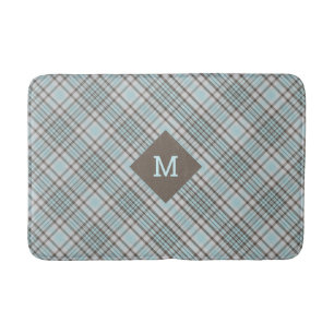 Custom Monogram Plaid / Tartan Pattern Bath Mat