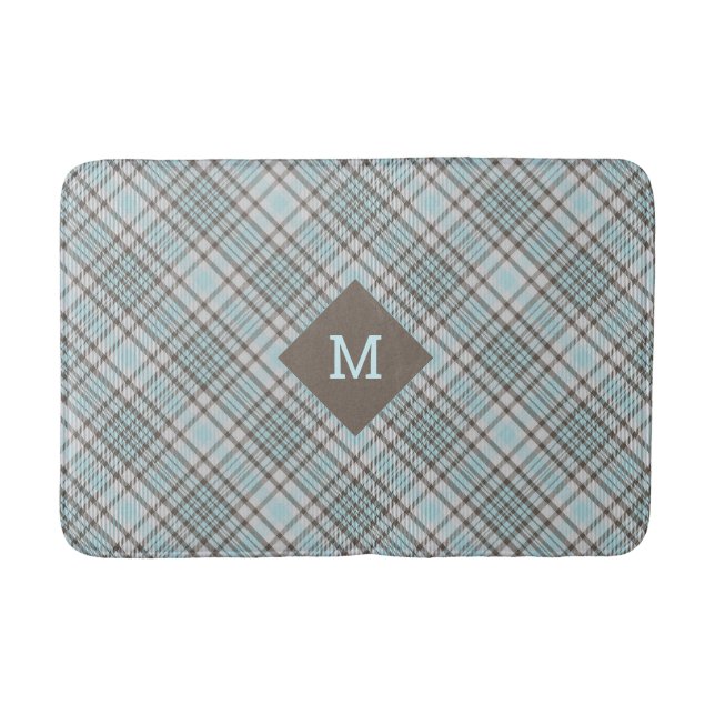 Custom Monogram Plaid / Tartan Pattern Bath Mat (Front)
