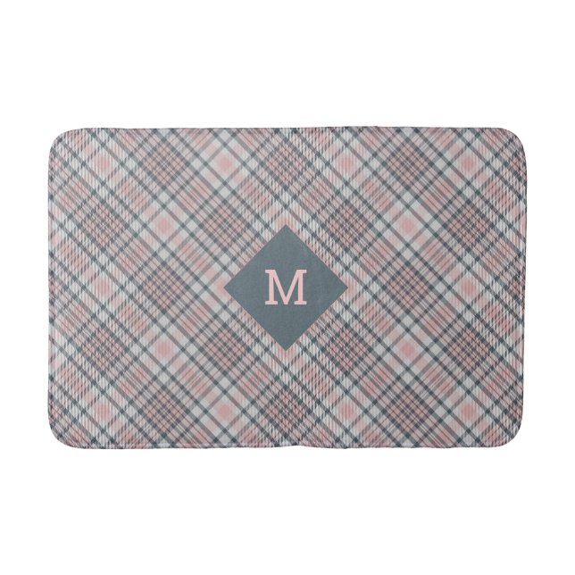 Custom Monogram Plaid / Tartan Pattern Bath Mat (Front)