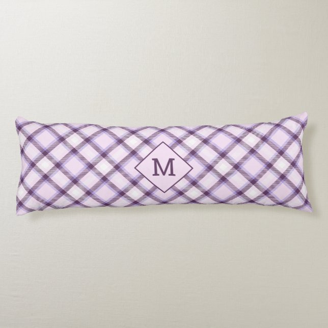 Custom Monogram Plaid / Tartan Pattern Body Pillow (Back)