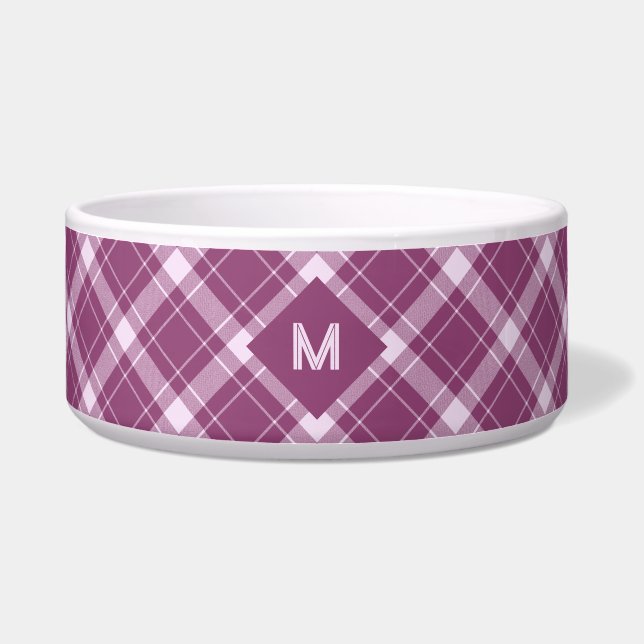 Custom Monogram Plaid / Tartan Pattern Bowl (Front)