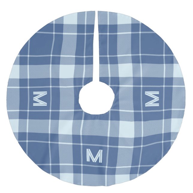 Custom Monogram Plaid / Tartan Pattern Brushed Polyester Tree Skirt (Front)
