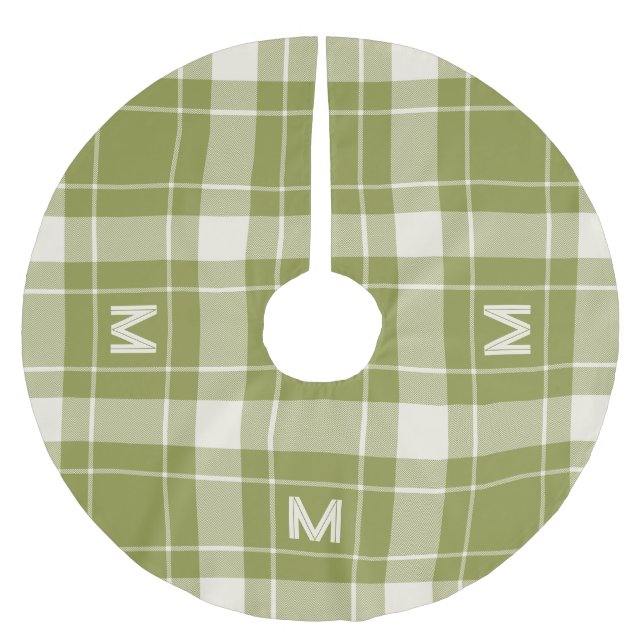 Custom Monogram Plaid / Tartan Pattern Brushed Polyester Tree Skirt (Front)