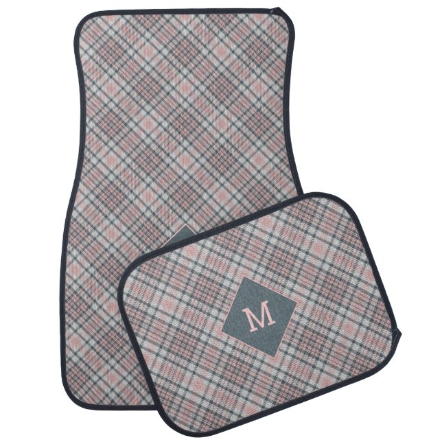 Custom Monogram Plaid / Tartan Pattern Car Floor Mat (Set)