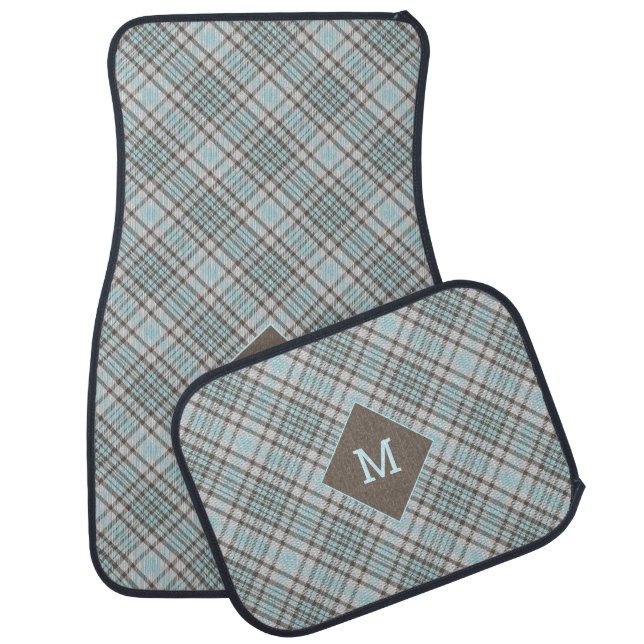 Custom Monogram Plaid / Tartan Pattern Car Floor Mat (Set)