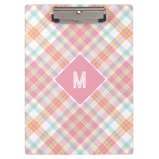 Custom Monogram Plaid / Tartan Pattern Clipboard (Front)