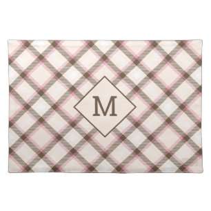Custom Monogram Plaid / Tartan Pattern Cloth Placemat