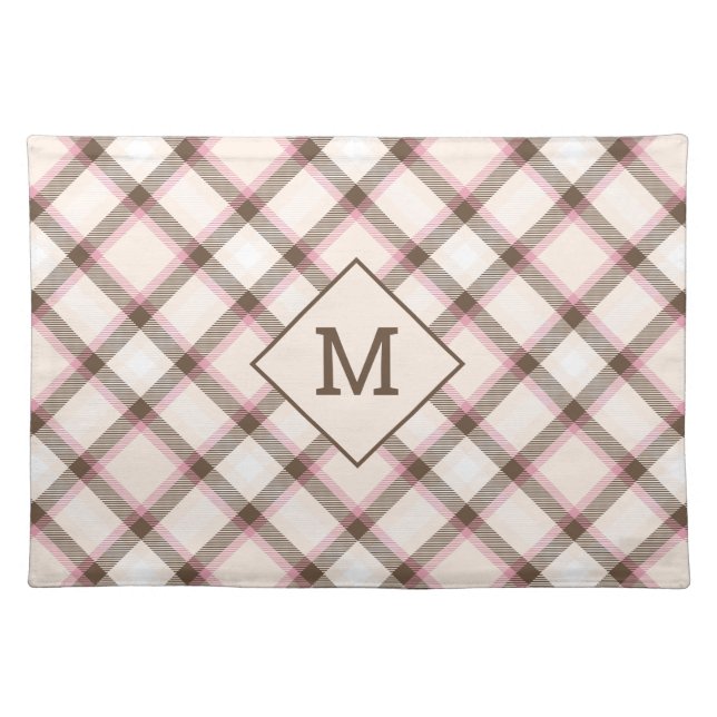 Custom Monogram Plaid / Tartan Pattern Cloth Placemat (Front)