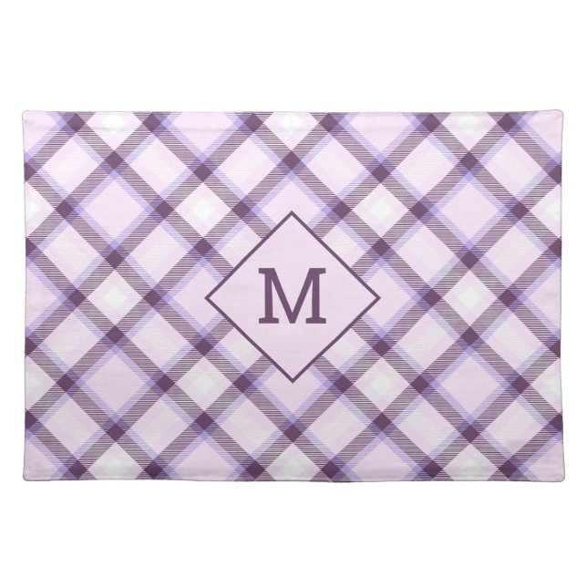 Custom Monogram Plaid / Tartan Pattern Cloth Placemat (Front)
