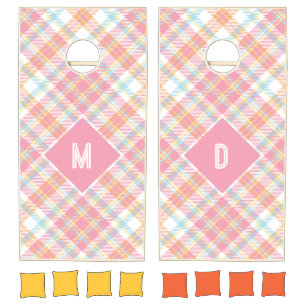 Custom Monogram Plaid / Tartan Pattern Cornhole Set