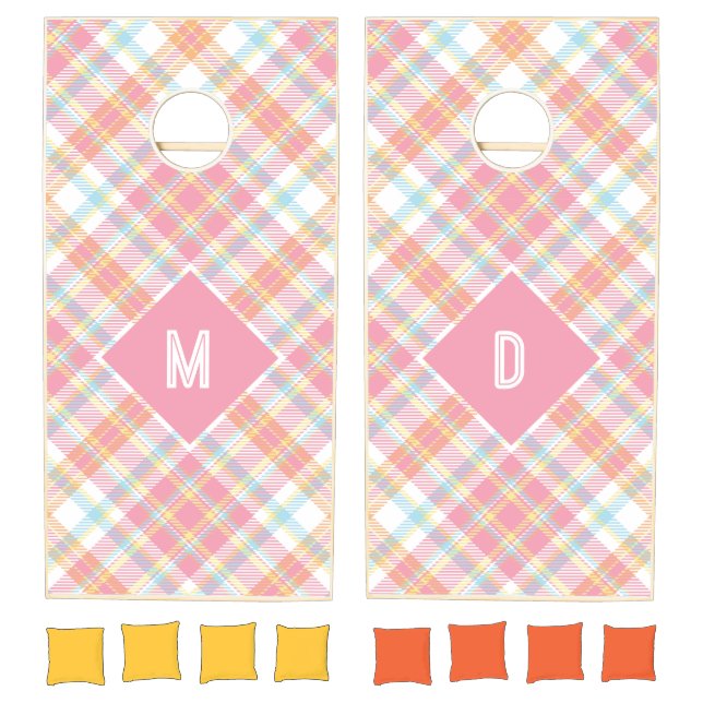 Custom Monogram Plaid / Tartan Pattern Cornhole Set (Set)