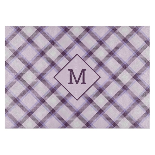 Custom Monogram Plaid / Tartan Pattern Cutting Board (Front)