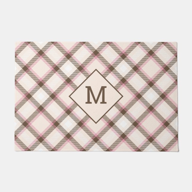 Custom Monogram Plaid / Tartan Pattern Doormat (Front)