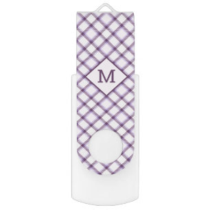 Custom Monogram Plaid / Tartan Pattern Flash Drive