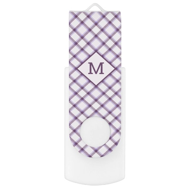 Custom Monogram Plaid / Tartan Pattern Flash Drive (Front Vertical)