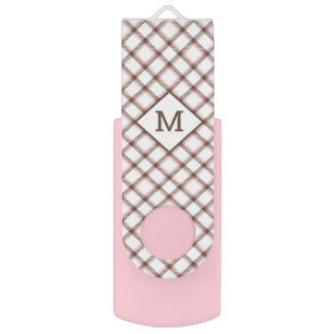 Custom Monogram Plaid / Tartan Pattern Flash Drive