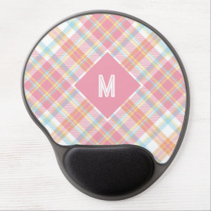 Custom Monogram Plaid / Tartan Pattern Gel Mouse Pad