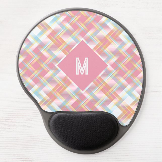 Custom Monogram Plaid / Tartan Pattern Gel Mouse Pad (Front)