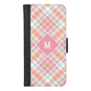 Custom Monogram Plaid / Tartan Pattern iPhone 8/7 Wallet Case