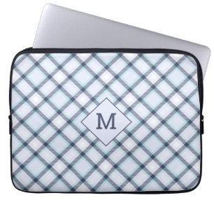 Custom Monogram Plaid / Tartan Pattern Laptop Sleeve