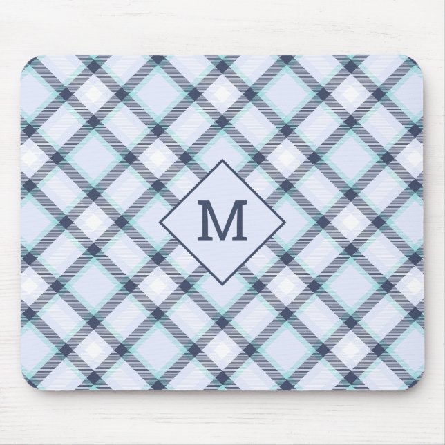Custom Monogram Plaid / Tartan Pattern Mouse Pad (Front)
