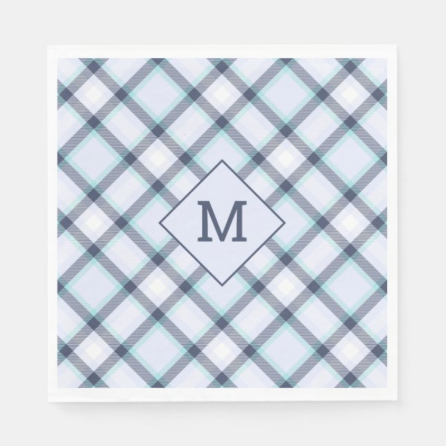 Custom Monogram Plaid / Tartan Pattern Napkins (Front)