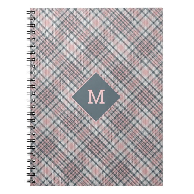 Custom Monogram Plaid / Tartan Pattern Notebook (Front)