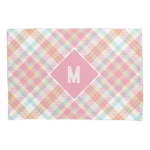 Custom Monogram Plaid / Tartan Pattern Pillow Case