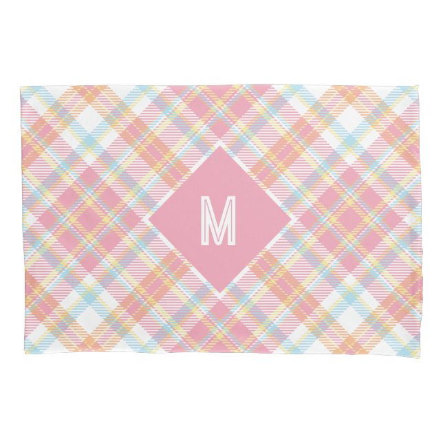 Custom Monogram Plaid / Tartan Pattern Pillow Case (Front)