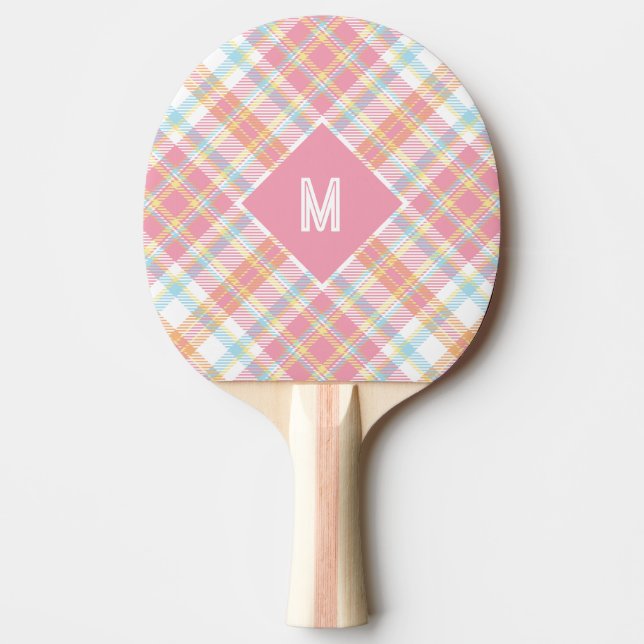 Custom Monogram Plaid / Tartan Pattern Ping Pong Paddle (Front)