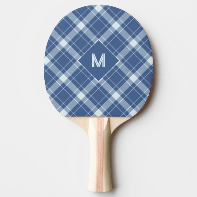 Custom Monogram Plaid / Tartan Pattern Ping Pong Paddle (Front)