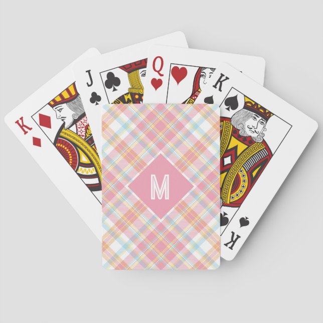Custom Monogram Plaid / Tartan Pattern Poker Cards (Back)