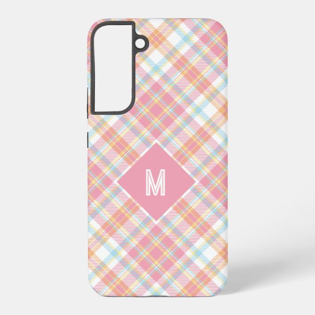 Custom Monogram Plaid / Tartan Pattern Samsung Galaxy Case (Back)