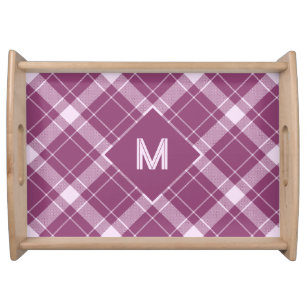 Custom Monogram Plaid / Tartan Pattern Serving Tray