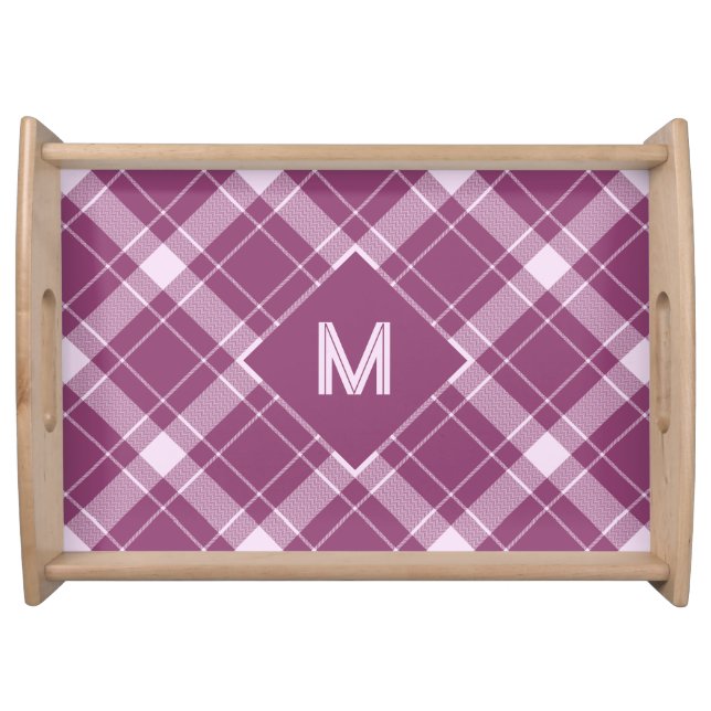Custom Monogram Plaid / Tartan Pattern Serving Tray (Front)