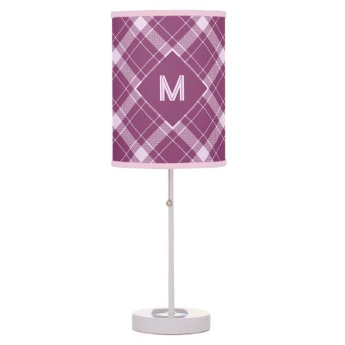 Custom Monogram Plaid  Tartan Pattern Table Lamp