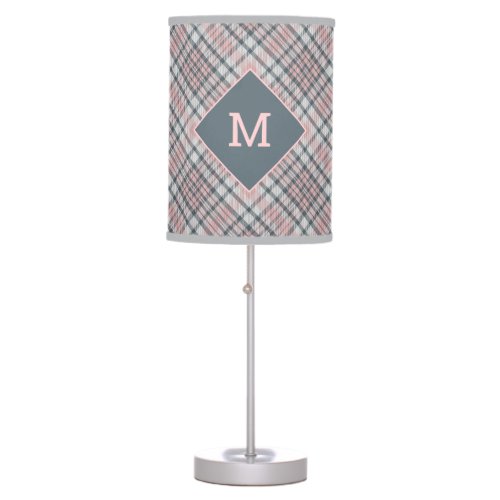 Custom Monogram Plaid  Tartan Pattern Table Lamp