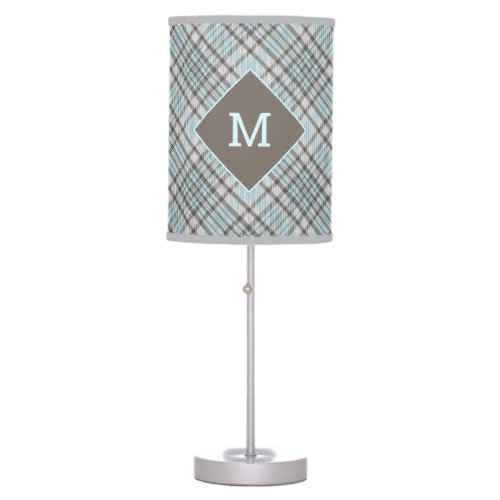 Custom Monogram Plaid  Tartan Pattern Table Lamp