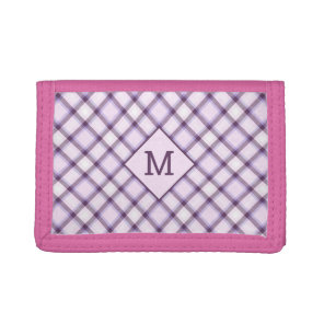 Custom Monogram Plaid / Tartan Pattern Tri-fold Wallet