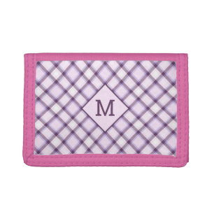 Custom Monogram Plaid / Tartan Pattern Tri-fold Wallet