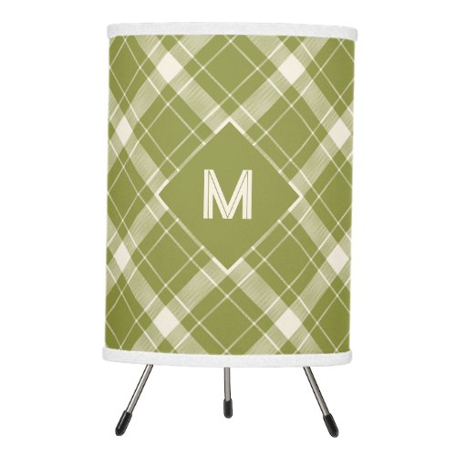 Custom Monogram Plaid  Tartan Pattern Tripod Lamp