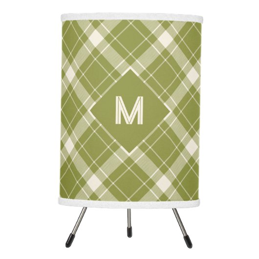 Custom Monogram Plaid / Tartan Pattern Tripod Lamp (Front)